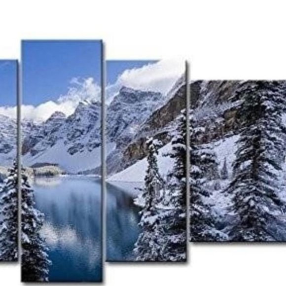 5 piece Wall Art painting decor on canvas - SNOW LAKE - Picture 3 of 10